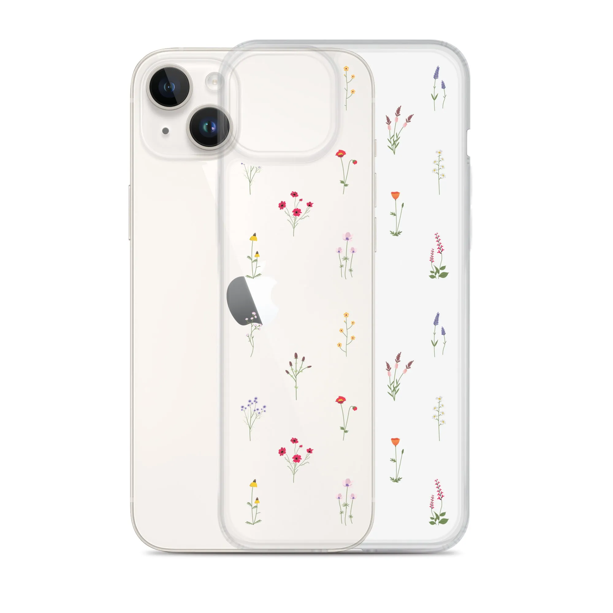 Clear Wildflowers Iphone 14 13 12 Pro Max Case, Transparent Cute Nature Flower Floral Print iPhone 11 Mini SE 2020 XS XR X 7 Plus 8 Cover