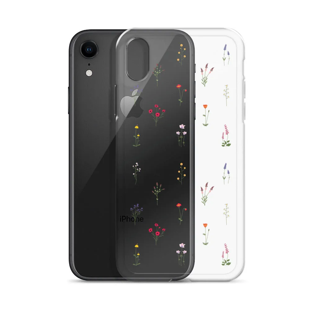 Clear Wildflowers Iphone 14 13 12 Pro Max Case, Transparent Cute Nature Flower Floral Print iPhone 11 Mini SE 2020 XS XR X 7 Plus 8 Cover