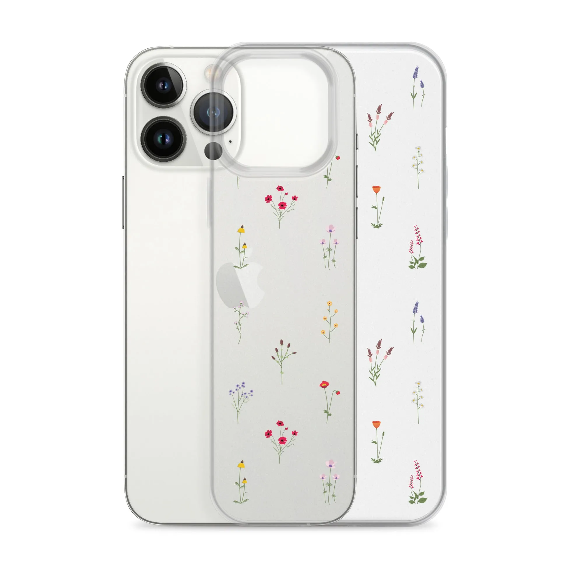 Clear Wildflowers Iphone 14 13 12 Pro Max Case, Transparent Cute Nature Flower Floral Print iPhone 11 Mini SE 2020 XS XR X 7 Plus 8 Cover