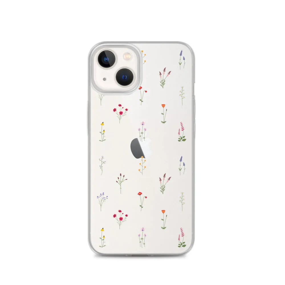 Clear Wildflowers Iphone 14 13 12 Pro Max Case, Transparent Cute Nature Flower Floral Print iPhone 11 Mini SE 2020 XS XR X 7 Plus 8 Cover