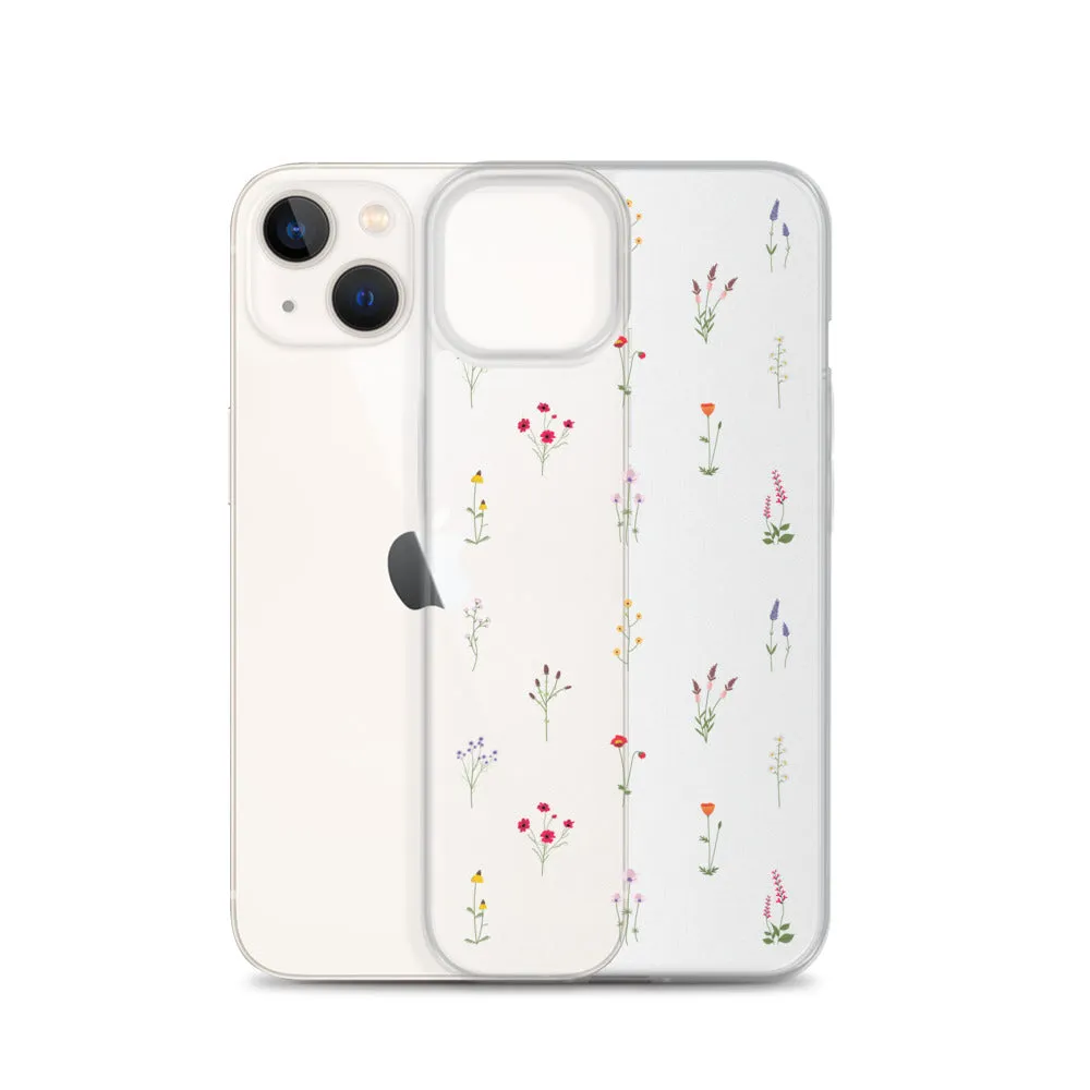 Clear Wildflowers Iphone 14 13 12 Pro Max Case, Transparent Cute Nature Flower Floral Print iPhone 11 Mini SE 2020 XS XR X 7 Plus 8 Cover