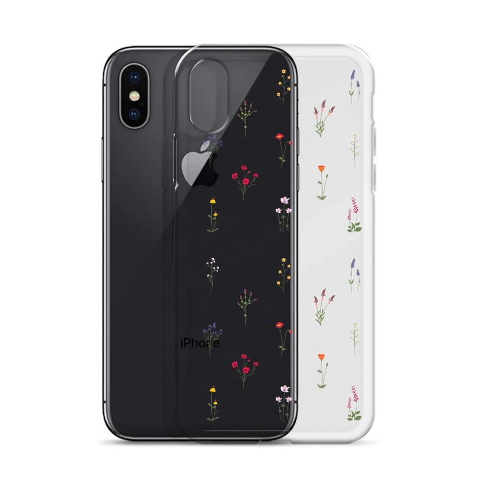 Clear Wildflowers Iphone 14 13 12 Pro Max Case, Transparent Cute Nature Flower Floral Print iPhone 11 Mini SE 2020 XS XR X 7 Plus 8 Cover