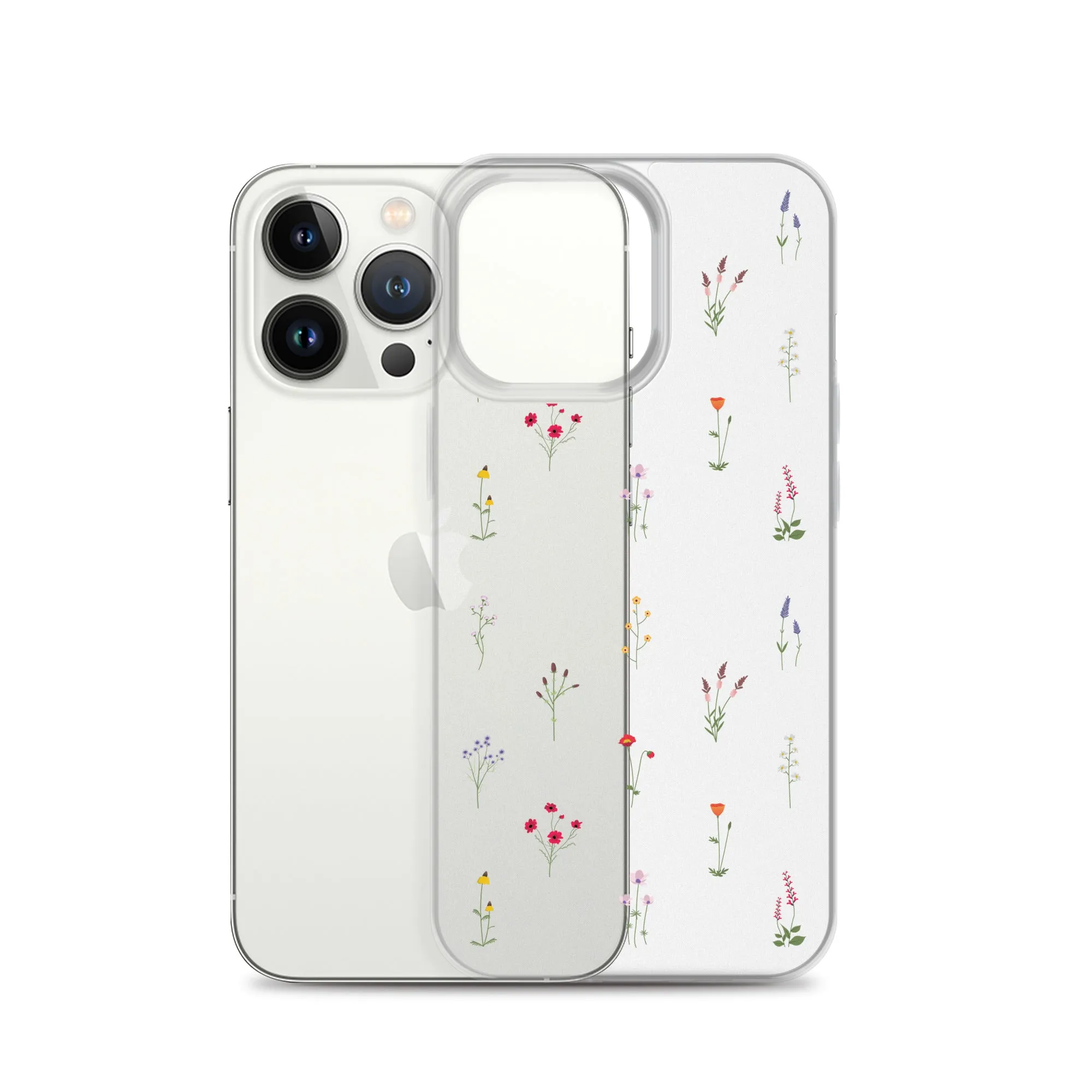 Clear Wildflowers Iphone 14 13 12 Pro Max Case, Transparent Cute Nature Flower Floral Print iPhone 11 Mini SE 2020 XS XR X 7 Plus 8 Cover