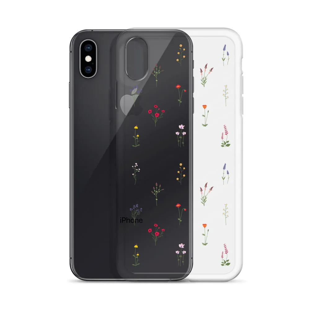 Clear Wildflowers Iphone 14 13 12 Pro Max Case, Transparent Cute Nature Flower Floral Print iPhone 11 Mini SE 2020 XS XR X 7 Plus 8 Cover