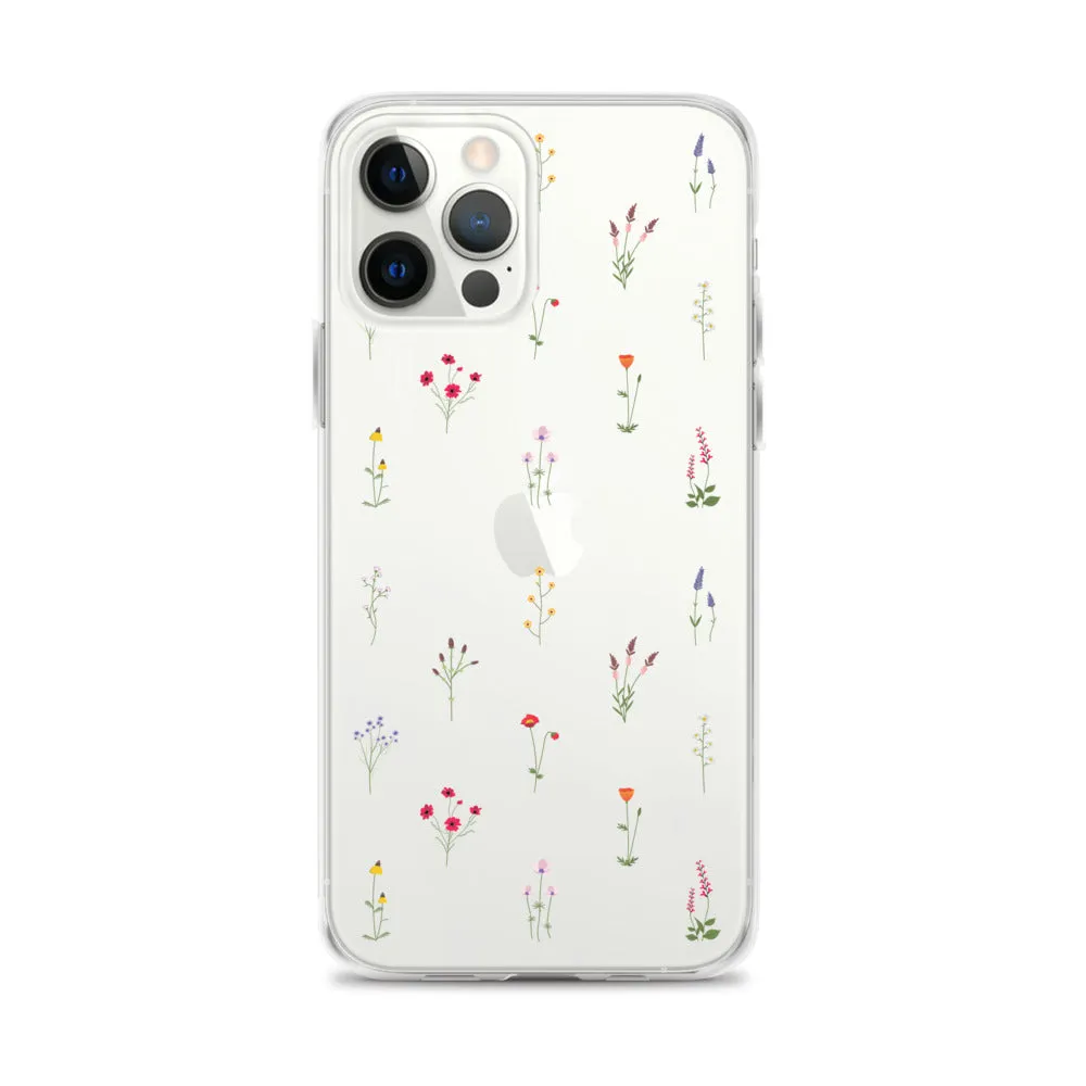 Clear Wildflowers Iphone 14 13 12 Pro Max Case, Transparent Cute Nature Flower Floral Print iPhone 11 Mini SE 2020 XS XR X 7 Plus 8 Cover