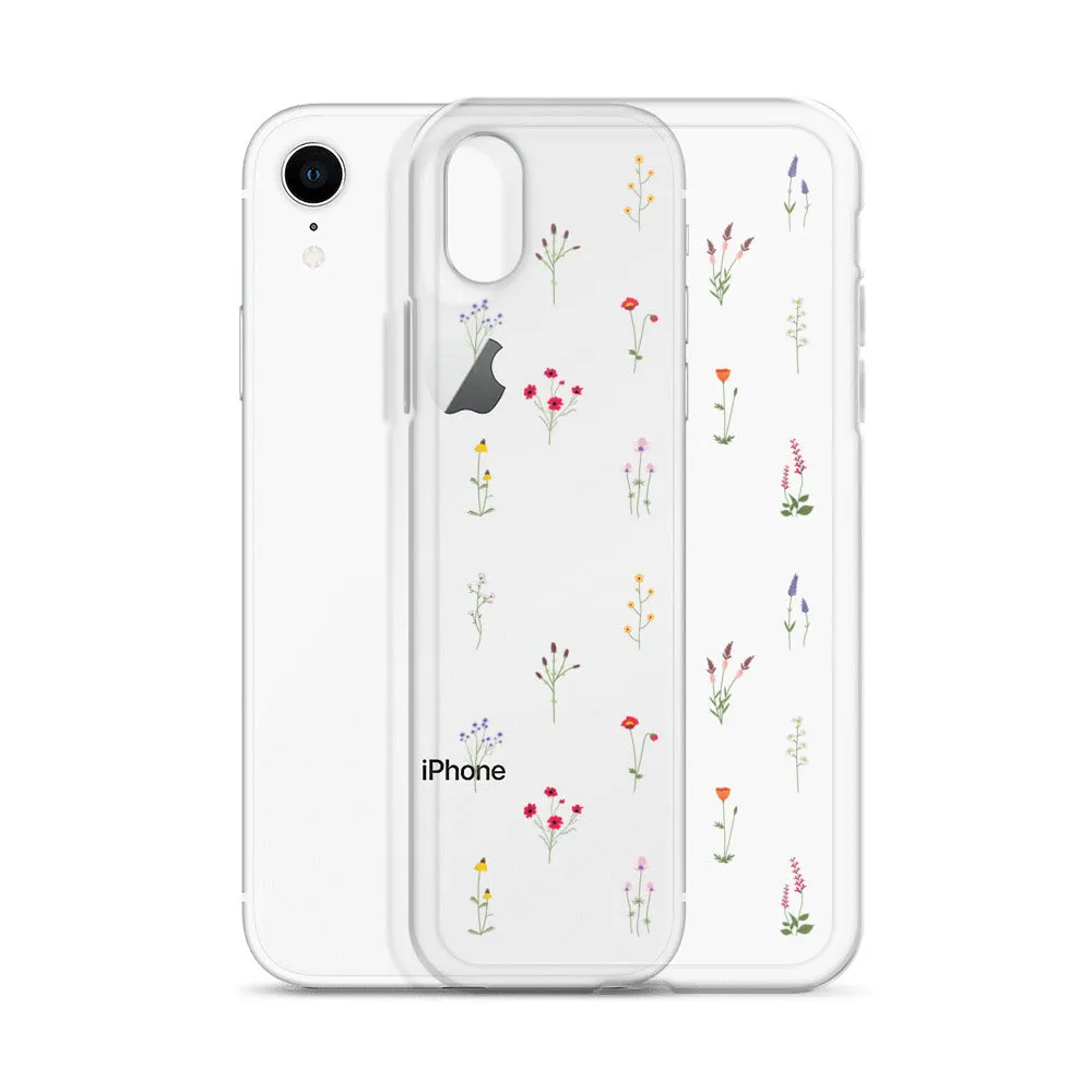 Clear Wildflowers Iphone 14 13 12 Pro Max Case, Transparent Cute Nature Flower Floral Print iPhone 11 Mini SE 2020 XS XR X 7 Plus 8 Cover