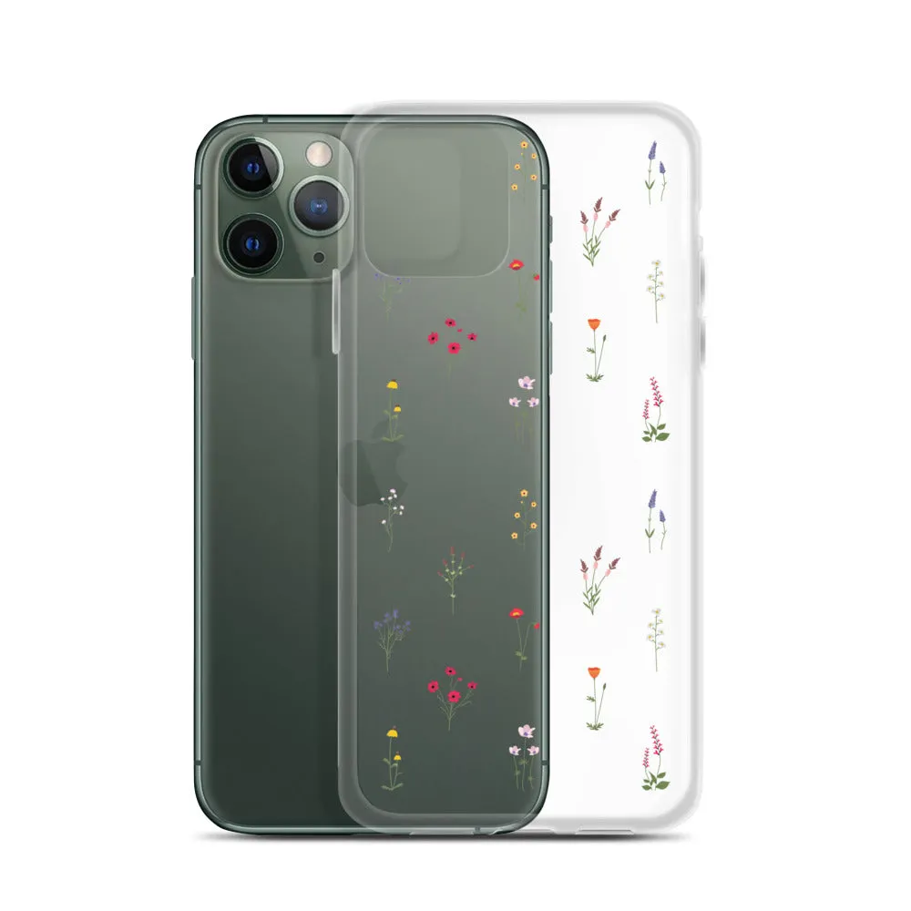 Clear Wildflowers Iphone 14 13 12 Pro Max Case, Transparent Cute Nature Flower Floral Print iPhone 11 Mini SE 2020 XS XR X 7 Plus 8 Cover