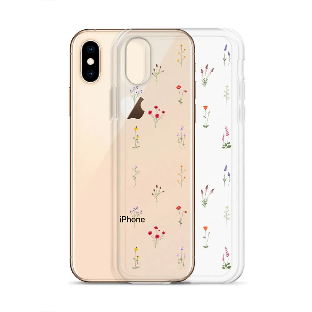 Clear Wildflowers Iphone 14 13 12 Pro Max Case, Transparent Cute Nature Flower Floral Print iPhone 11 Mini SE 2020 XS XR X 7 Plus 8 Cover