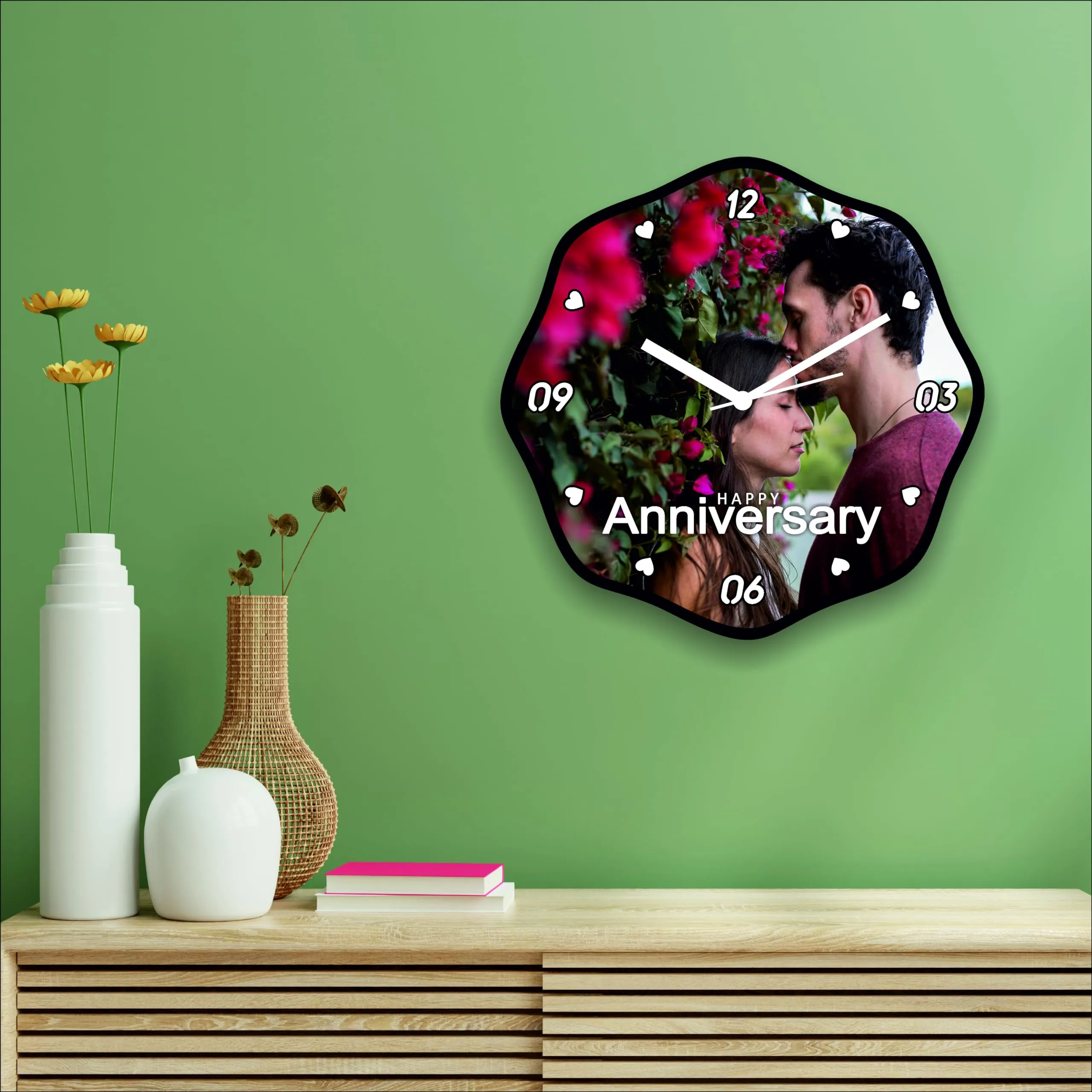 ColorSplash Customized/Personalized Wood (MDF) Wall Clock with 1 Photo for Birthday for Your Love (12 Inch x 12 Inch, Black)