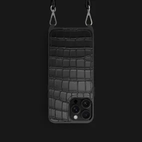 Crossbody Sport Case Edition Black For iPhone 16 Pro In Alligator