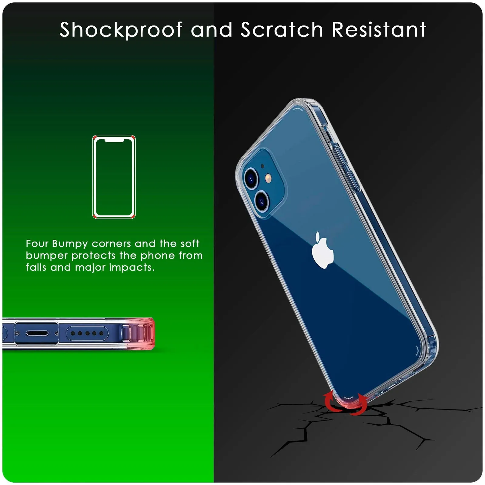 Crystal Clear Case for iPhone 12 Pro Max, Shockproof Protective Phone Cover