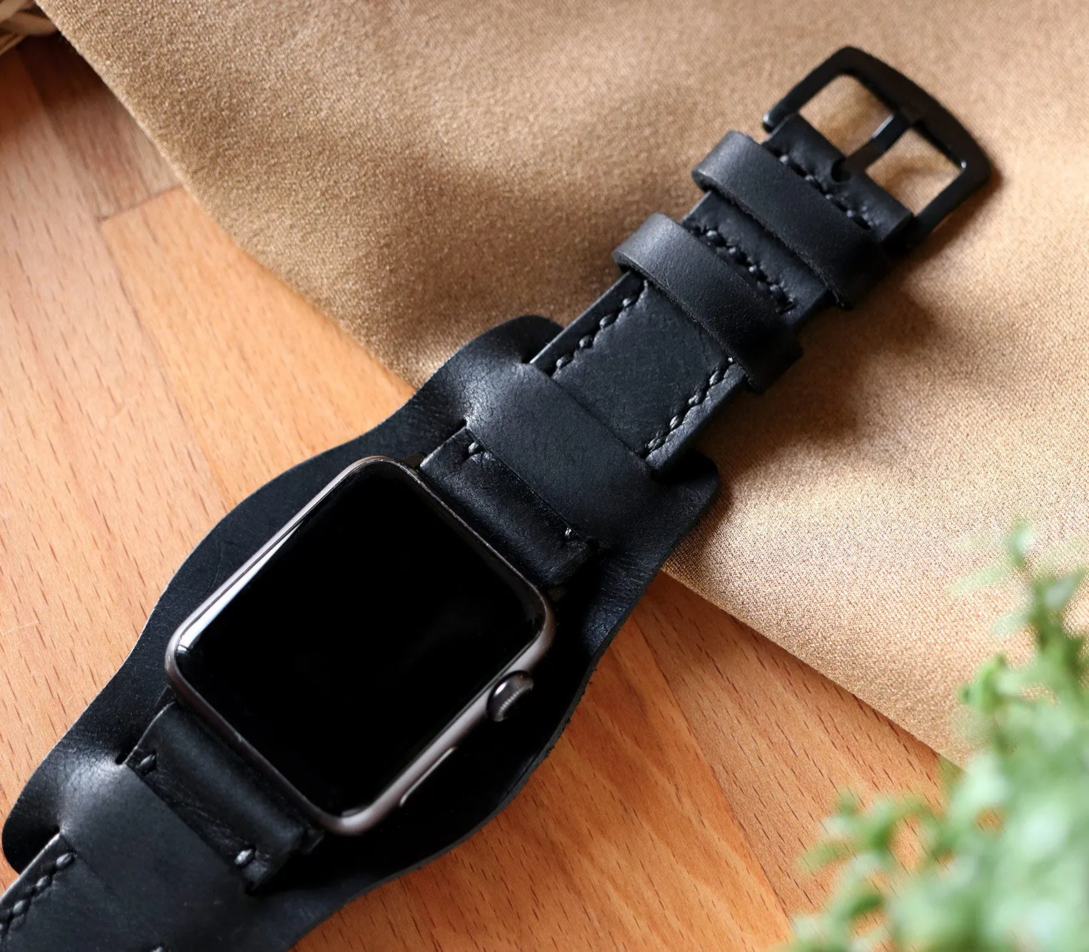 Custom Made Apple Watch Bund Strap - Black