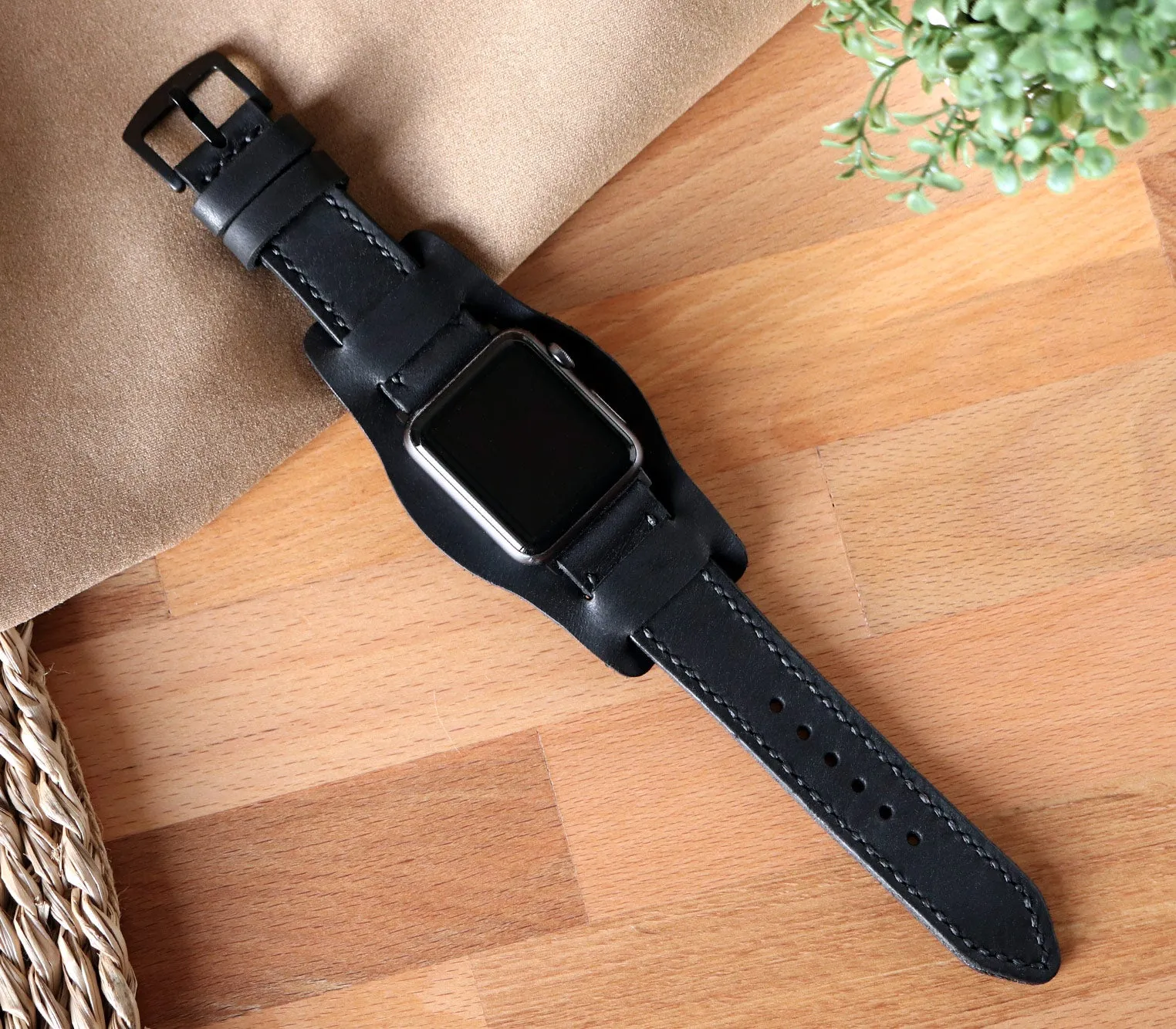 Custom Made Apple Watch Bund Strap - Black