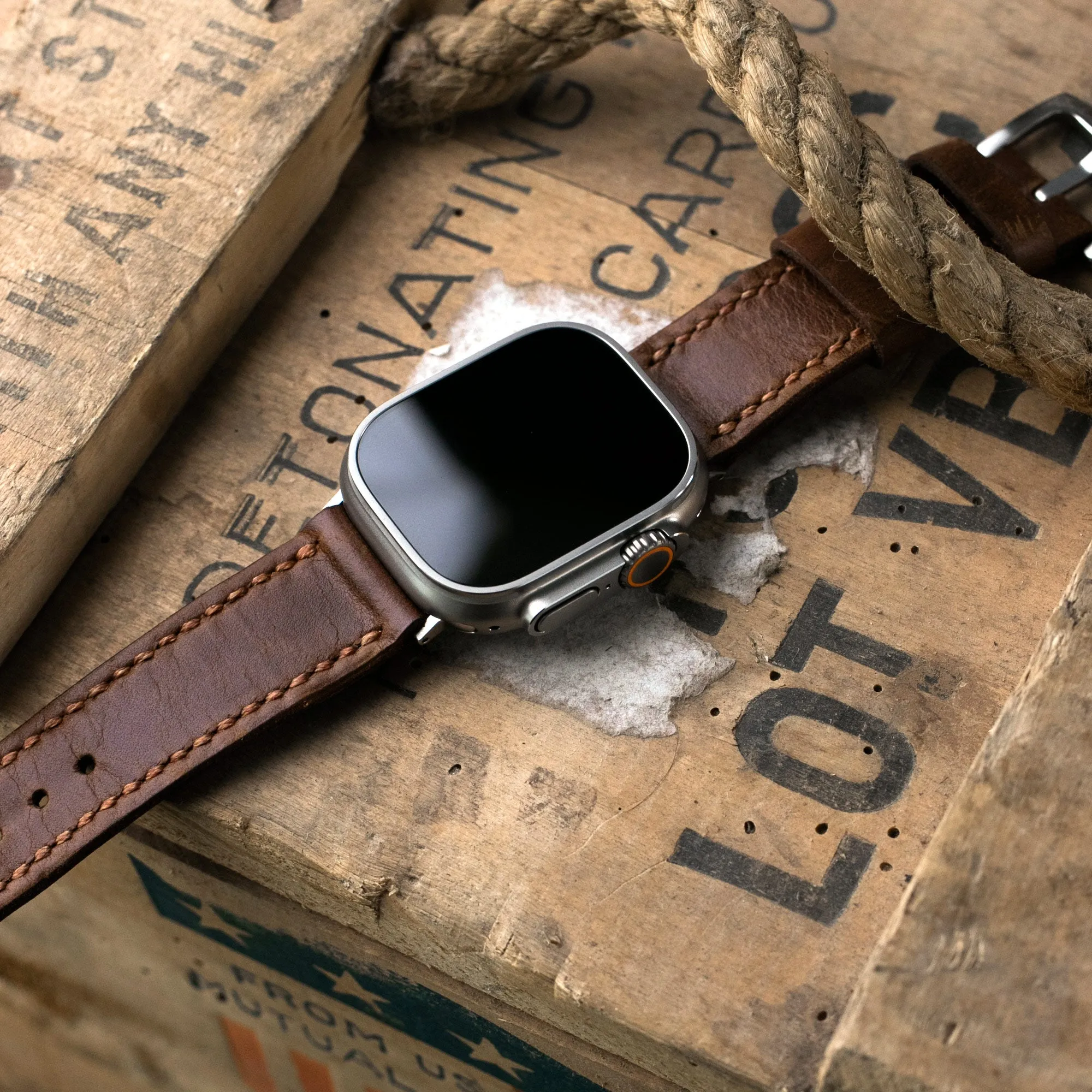 Custom Made Apple Watch Strap - Antique Brown