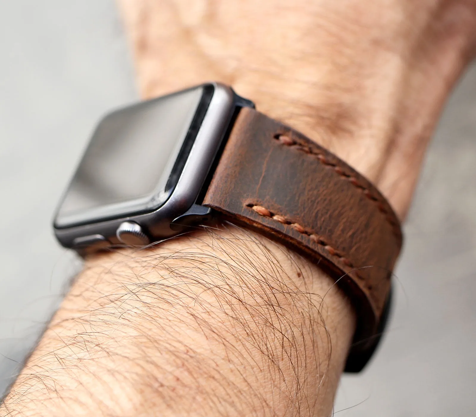 Custom Made Apple Watch Strap - Antique Brown