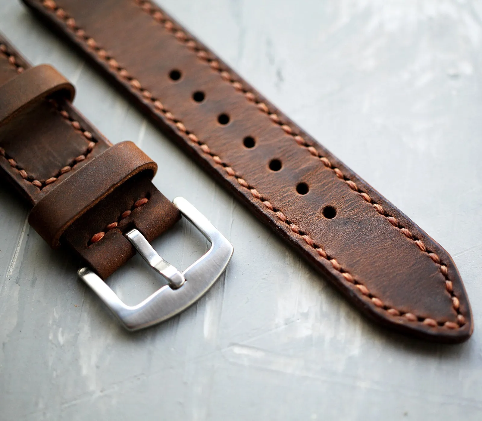 Custom Made Apple Watch Strap - Antique Brown