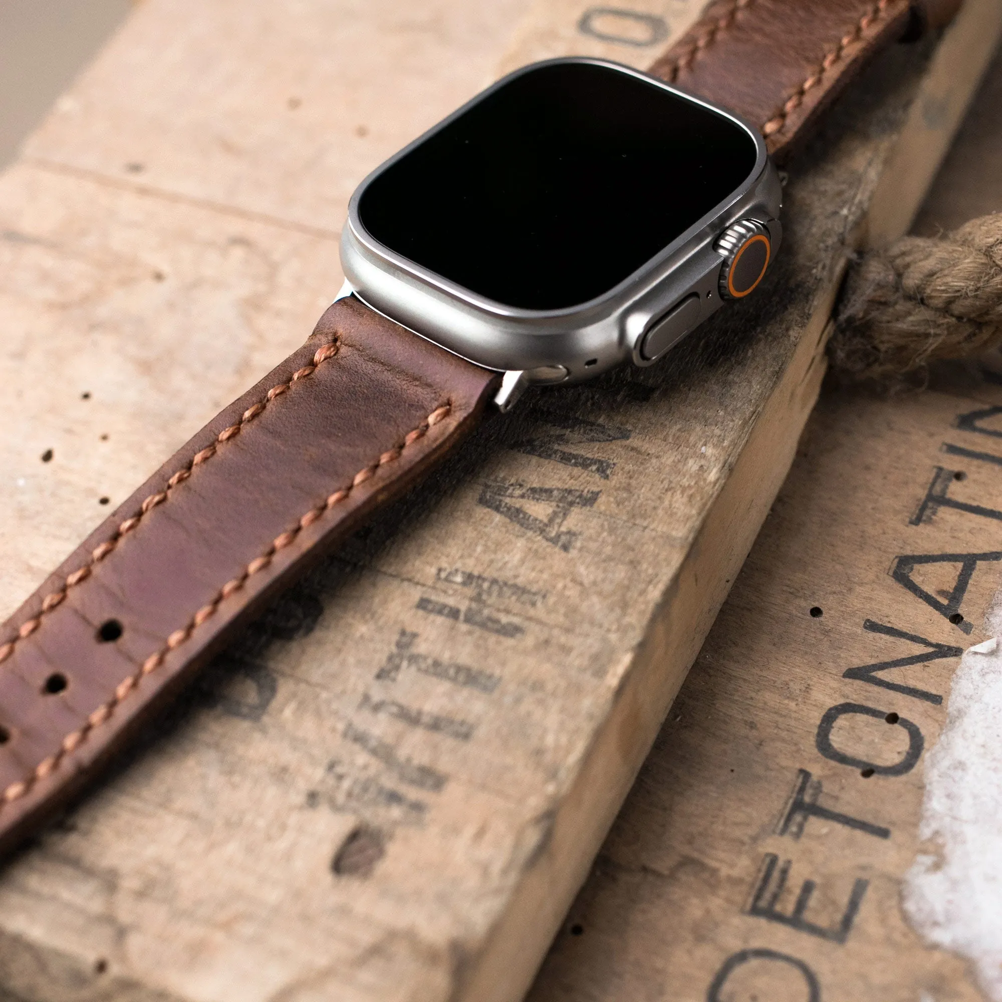 Custom Made Apple Watch Strap - Antique Brown