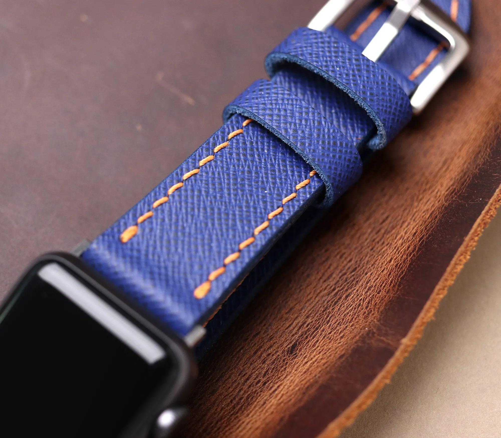 Custom Made Apple Watch Strap - Saxe Blue Saffiano