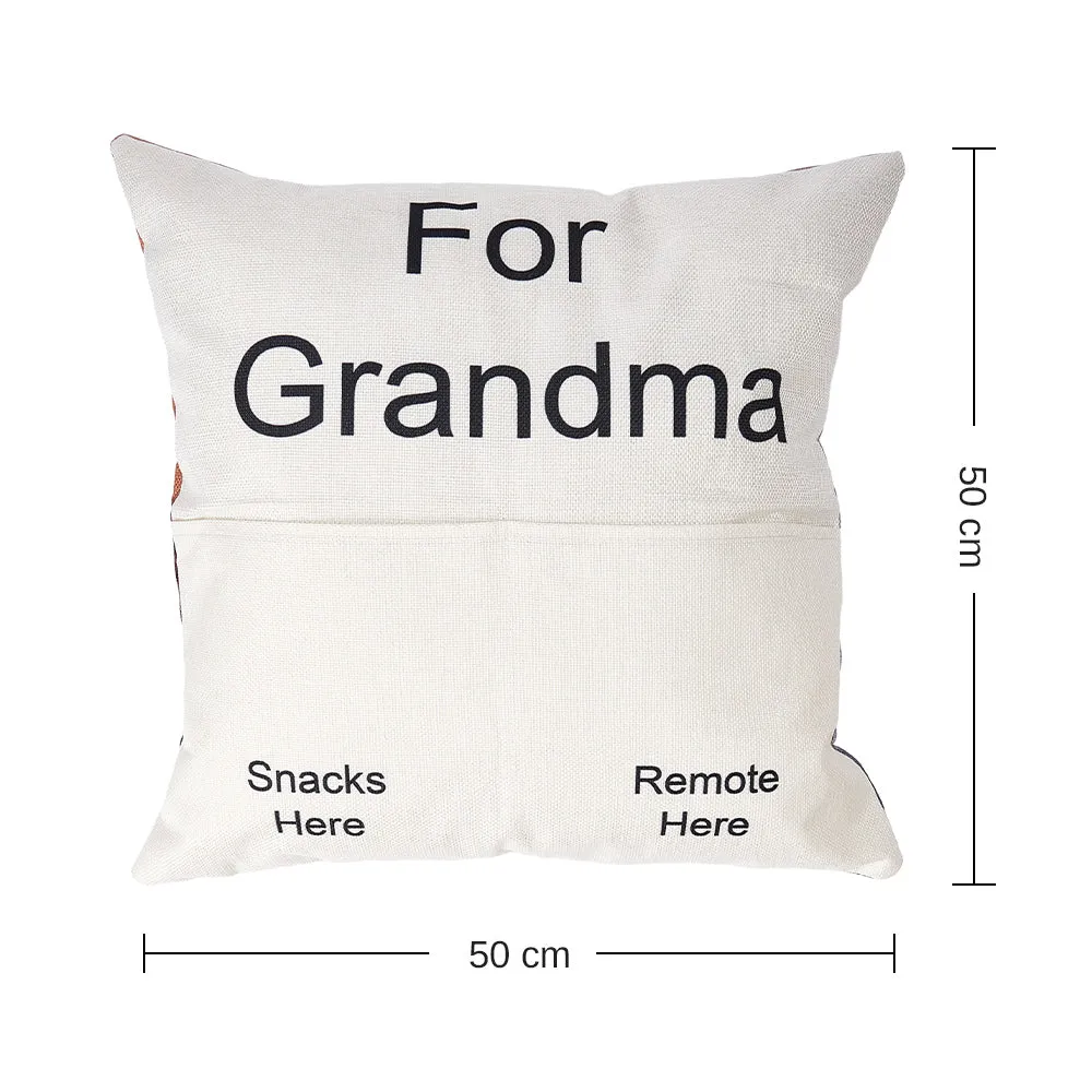 Custom Photo Pillow Case Remote Pocket Pillow Cover Personalised Text for Father, Grandpa, Grandma