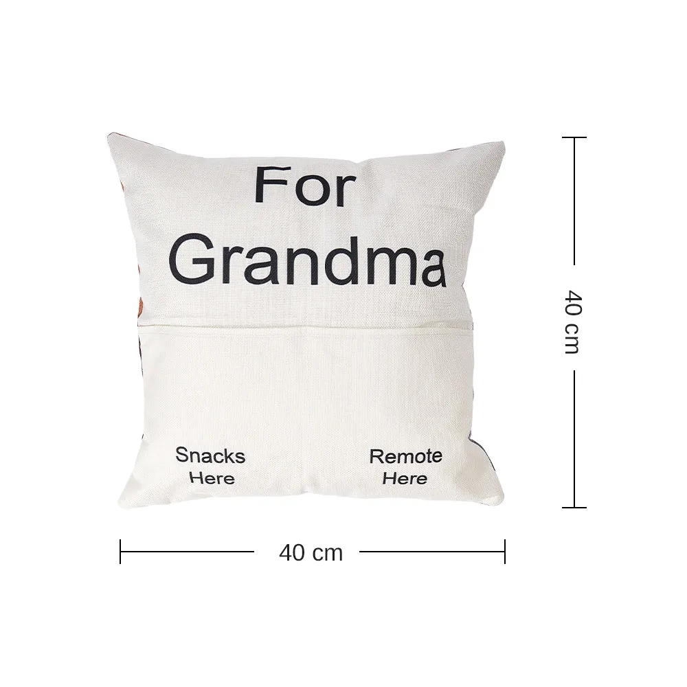 Custom Photo Pillow Case Remote Pocket Pillow Cover Personalised Text for Father, Grandpa, Grandma