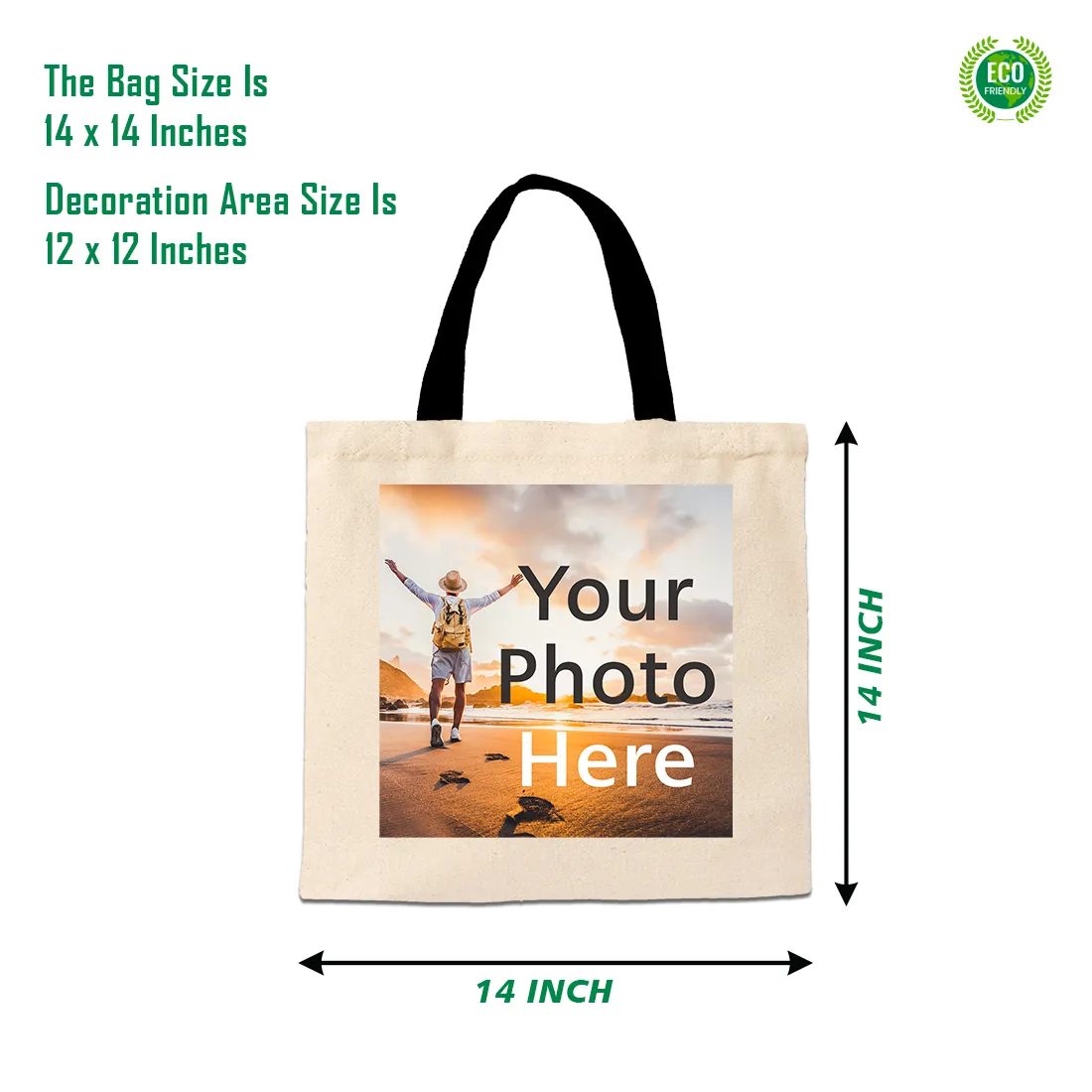 Customised Printed Tote Bag Size 14 X 14 Inches.