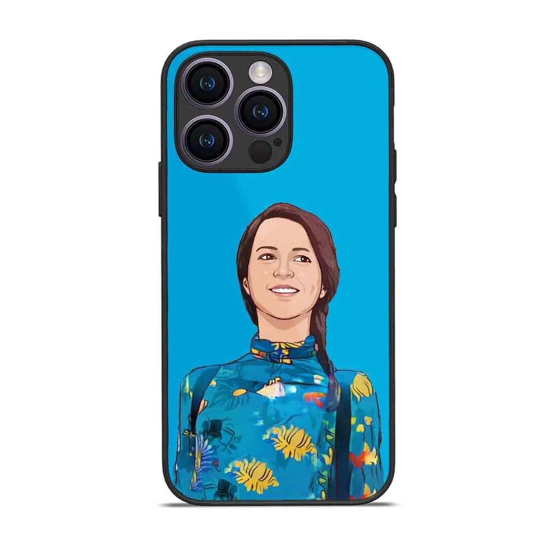 Customized Mobile Cover With Photo Blue iPhone 14 Pro Case - Cartoonized From Image