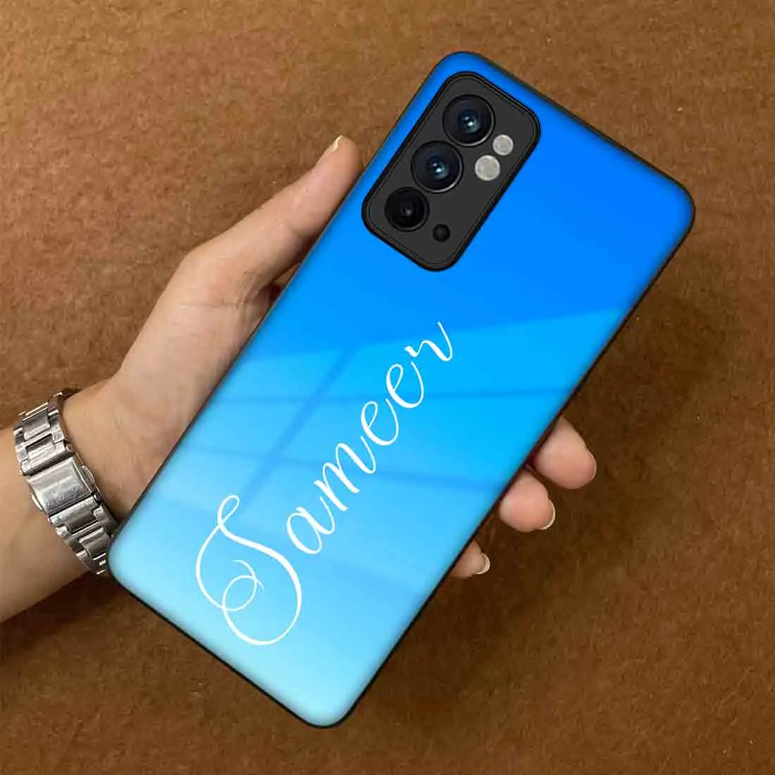 Customized Oneplus 9RT Back Cover with Name Sky Blue Phone Case - Blue Sea