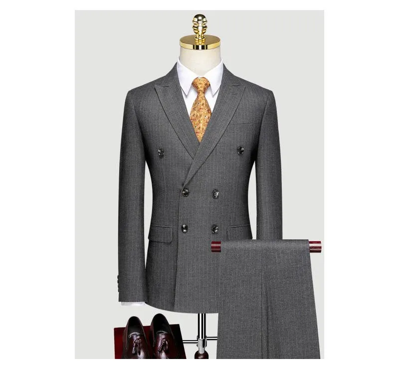 Customized Suit Light Luxury Korean Version Slim Fit Men's Three-piece Striped Suit Italian Style