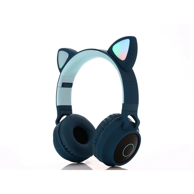 Cute Cat Ear Kids BT028C LED Light Bluetooth Luminous Heavy Bass Stereo Wireless Headphones