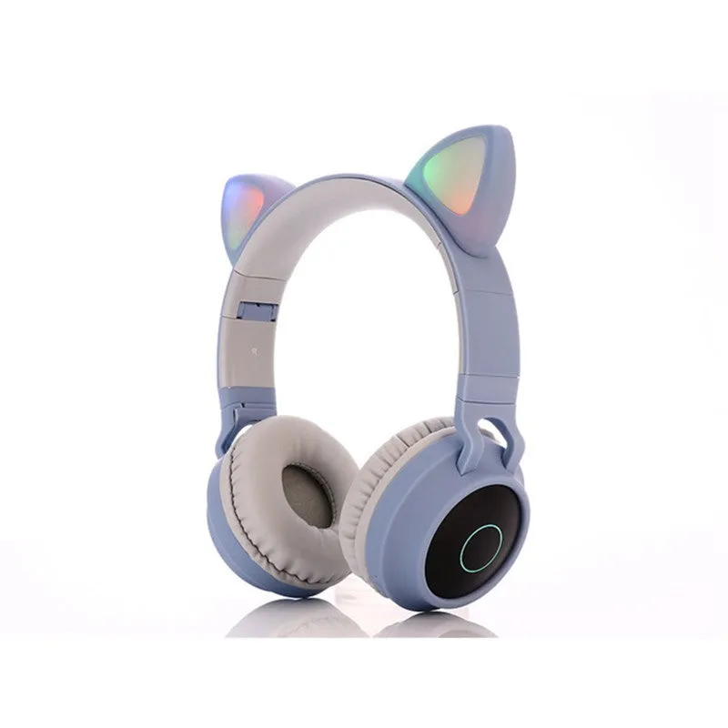 Cute Cat Ear Kids BT028C LED Light Bluetooth Luminous Heavy Bass Stereo Wireless Headphones