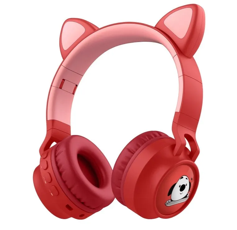 Cute Cat Ear Kids BT028C LED Light Bluetooth Luminous Heavy Bass Stereo Wireless Headphones