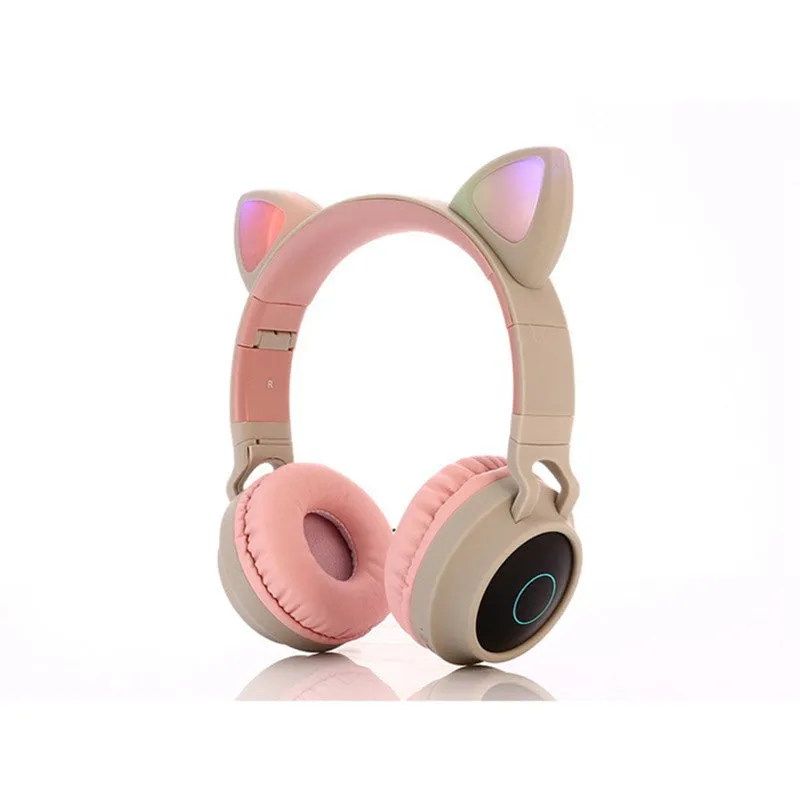 Cute Cat Ear Kids BT028C LED Light Bluetooth Luminous Heavy Bass Stereo Wireless Headphones