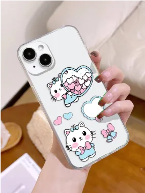 Cute Kitten With Bow Clear Silicon Cover