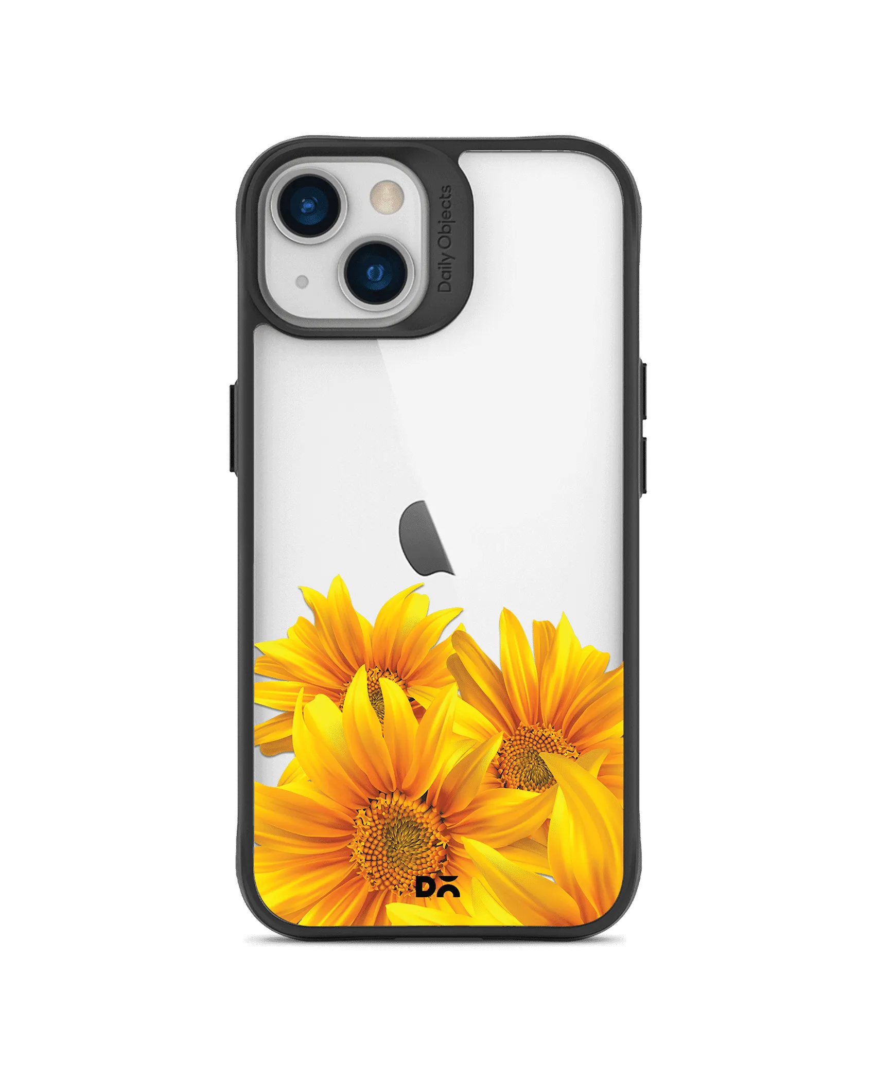 DailyObjects Clear Bright Sunflowers Black Hybrid Clear Case Cover For iPhone 13 Mini