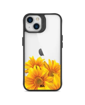 DailyObjects Clear Bright Sunflowers Black Hybrid Clear Case Cover For iPhone 13 Mini