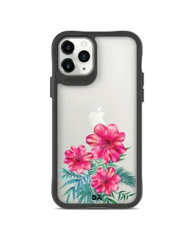 DailyObjects Clear Hibiscus Black Hybrid Clear Case Cover For iPhone 11 Pro Max