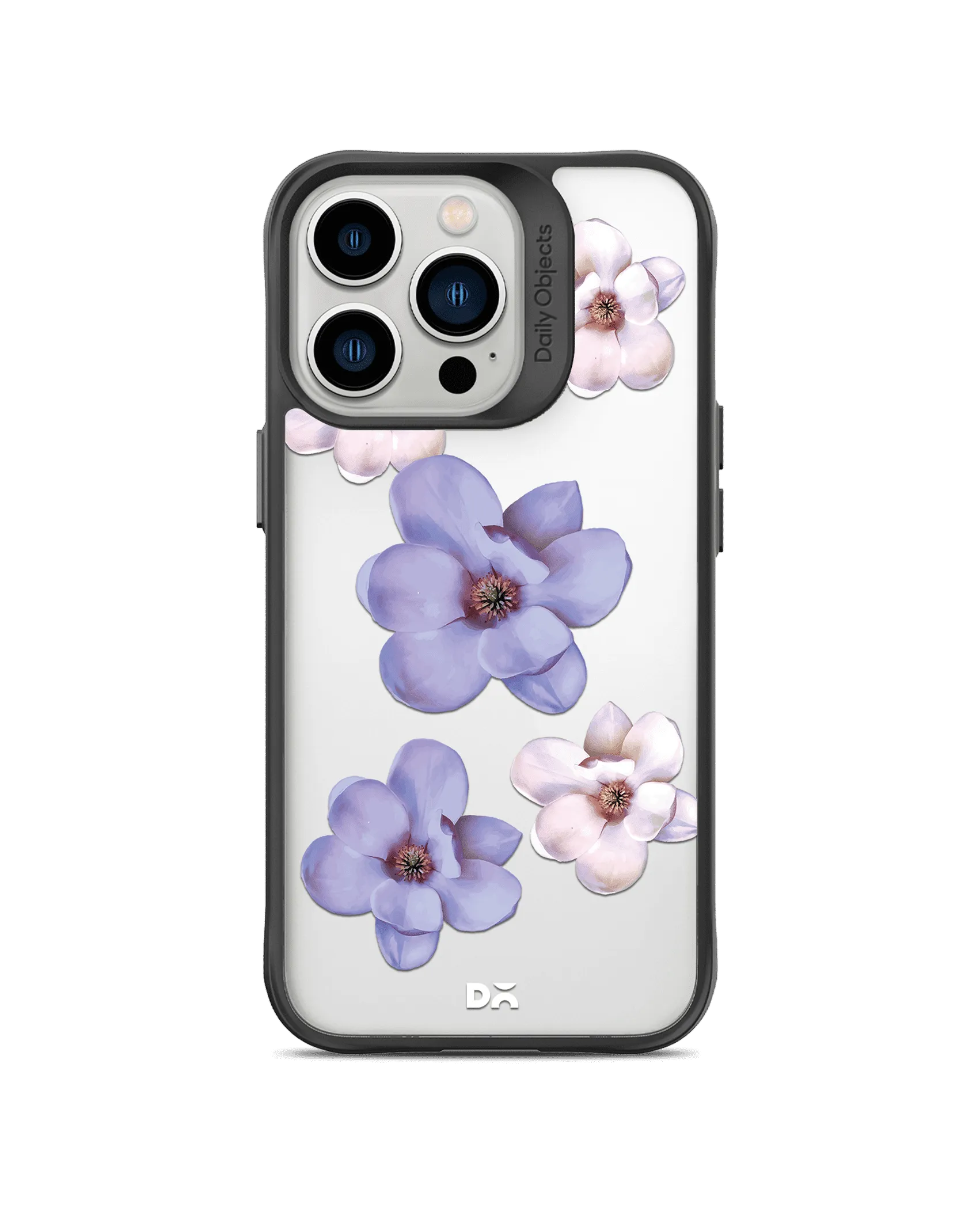 DailyObjects Clear Mauve & White Flowers Black Hybrid Clear Case Cover For iPhone 13 Pro Max