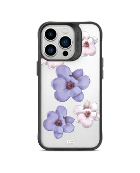 DailyObjects Clear Mauve & White Flowers Black Hybrid Clear Case Cover For iPhone 13 Pro Max