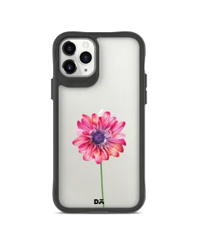 DailyObjects Clear Pink & Purple Painted Flower Black Hybrid Clear Case Cover For iPhone 11 Pro Max