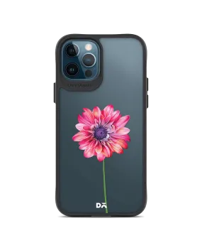 DailyObjects Clear Pink & Purple Painted Flower Black Hybrid Clear Case Cover For iPhone 12 Pro Max