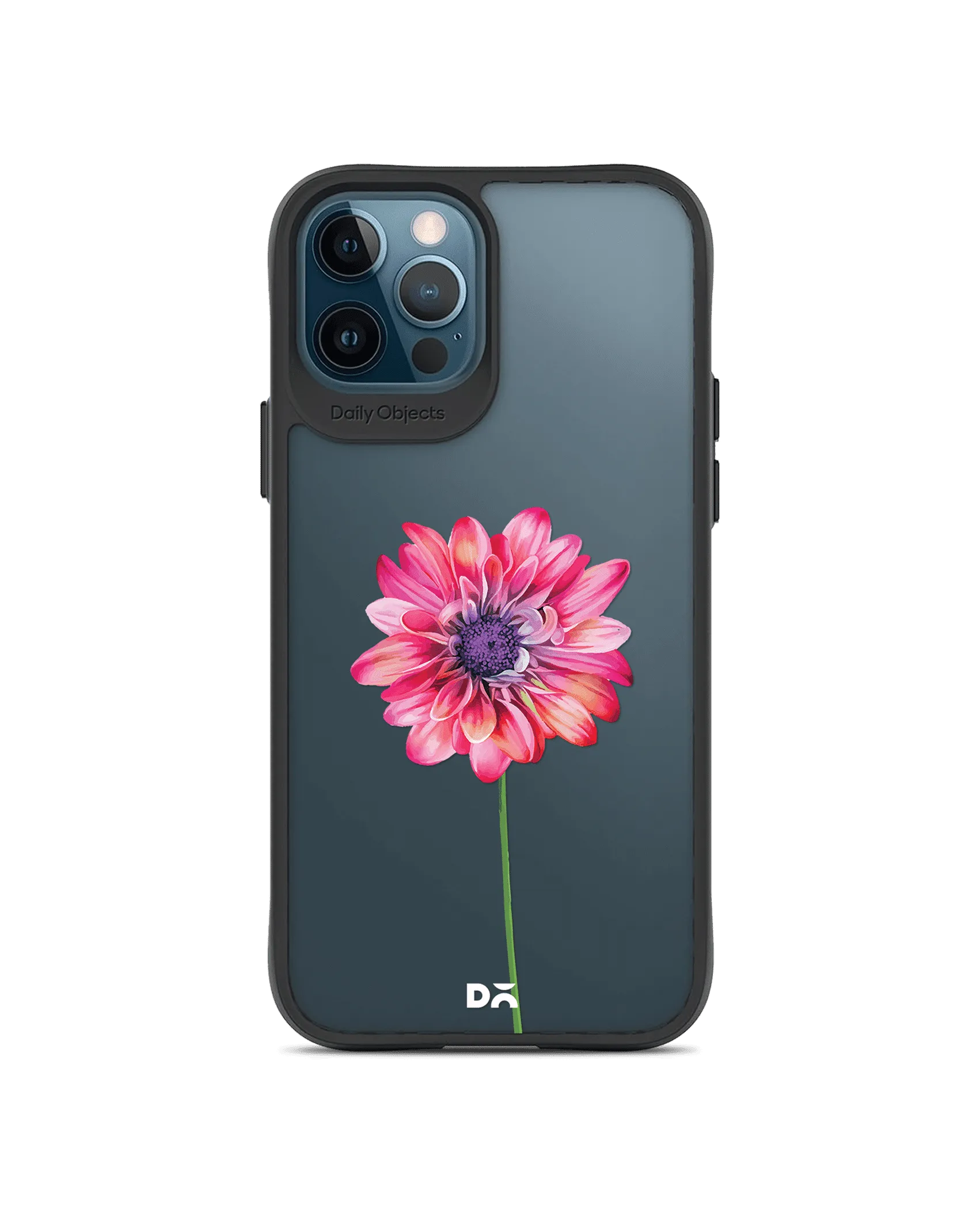 DailyObjects Clear Pink & Purple Painted Flower Black Hybrid Clear Case Cover For iPhone 12 Pro Max