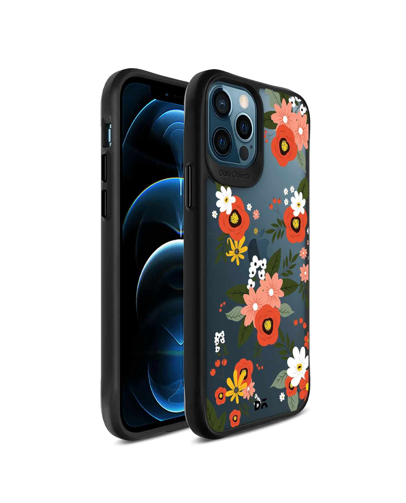 DailyObjects Flower Bunch Black Hybrid Clear Case Cover For iPhone 12 Pro Max