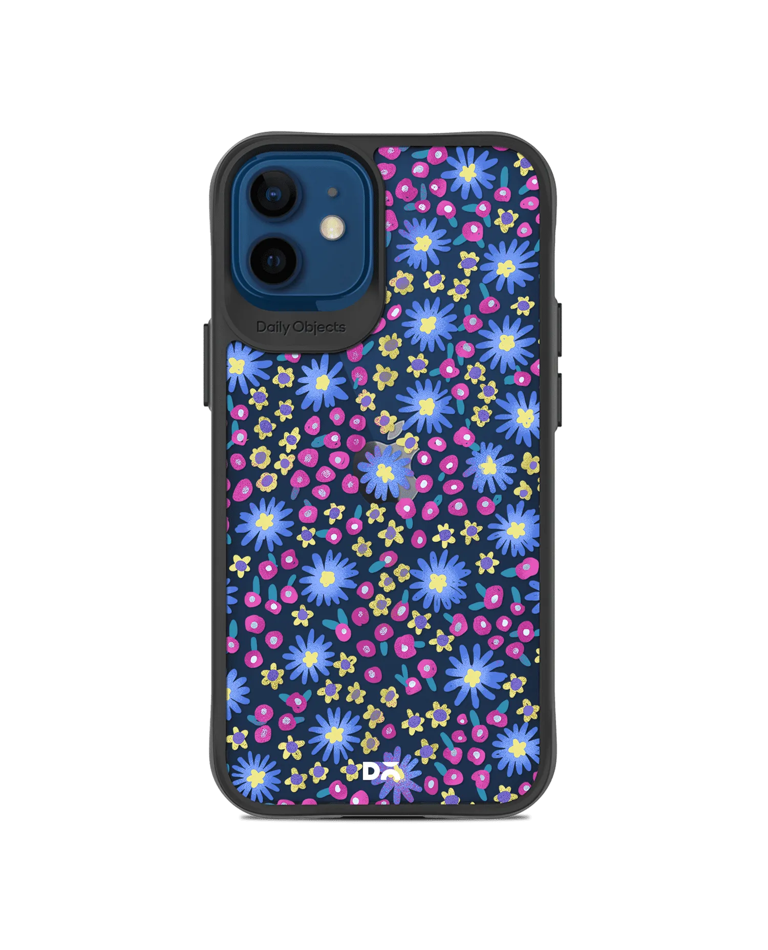 DailyObjects Glittering Daisy Black Hybrid Clear Case Cover For iPhone 12 Mini