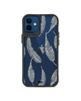 DailyObjects Off White Feathers Black Hybrid Clear Case Cover For iPhone 12 Mini