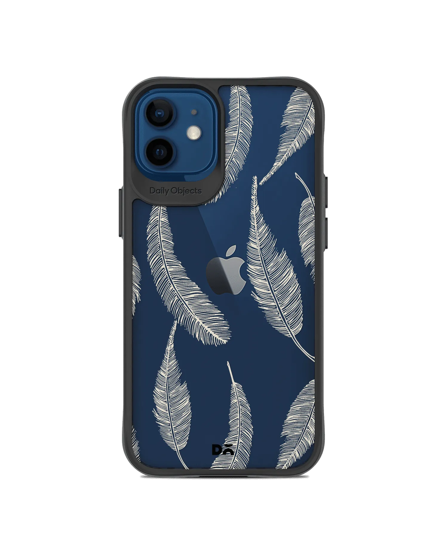 DailyObjects Off White Feathers Black Hybrid Clear Case Cover For iPhone 12 Mini