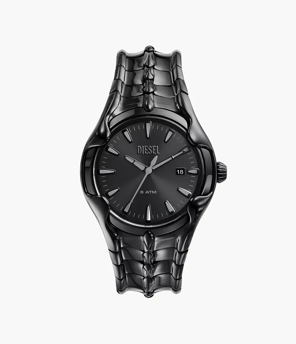 Diesel Vert Three-Hand Date Black Stainless Steel Watch DZ2187