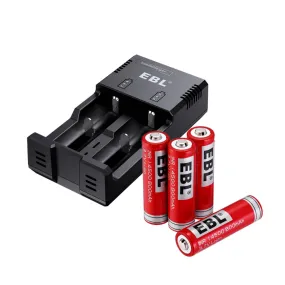 EBL 4Pcs 14500 Rechargeable Batteries with 992 Battery Charger