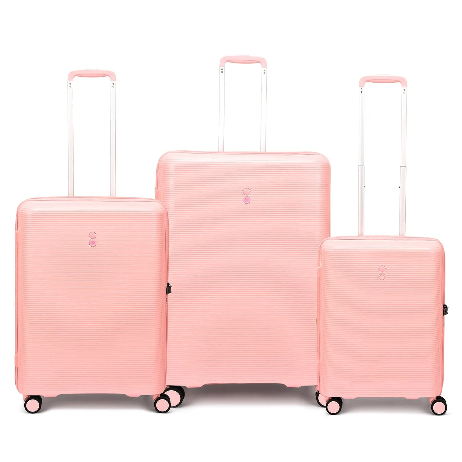 Echolac Forza 55 65 75cm Hardcase 4 Double Wheel Expandable Cabin & Check-In Luggage Trolley Set Passion Pink