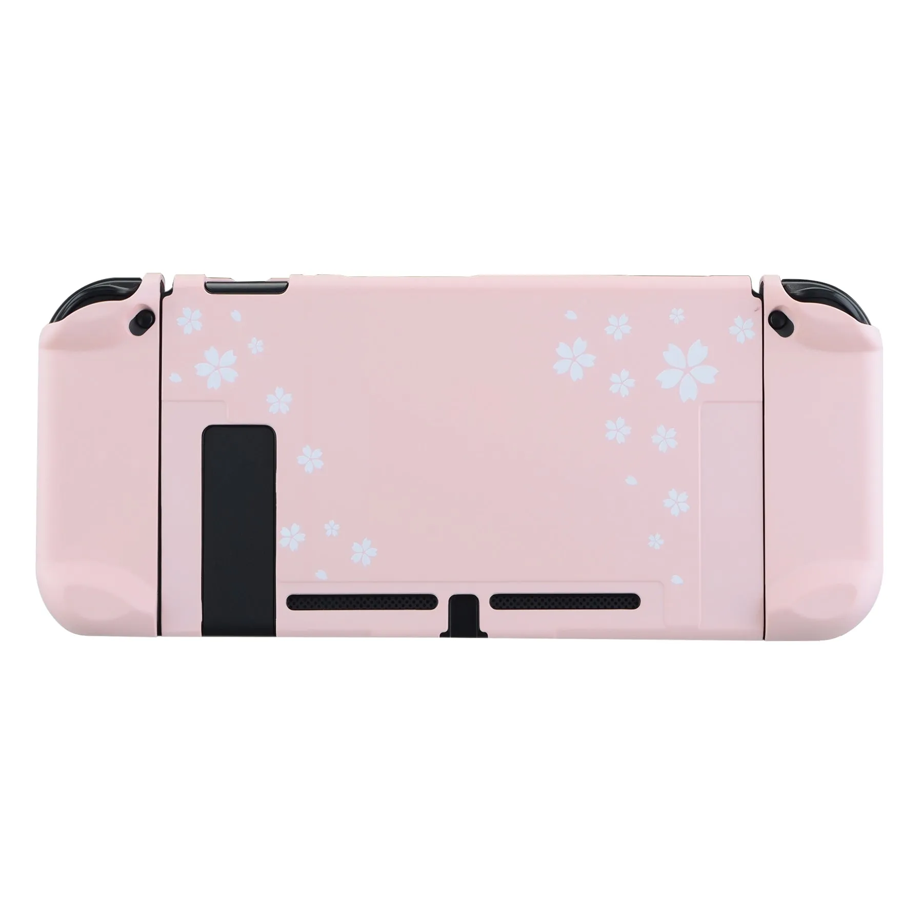 eXtremeRate PlayVital Cherry Blossoms Petals Back Cover for NS Switch Console, NS Joycon Handheld Controller Separable Protector Hard Shell, Dockable Protective Case with Colorful ABXY Direction Button Caps - NTT102