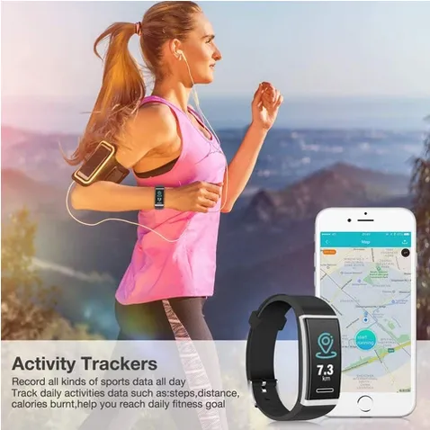 Fitness Tracker, Waterproof Smart Bracelet for Android & iOS